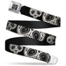 BD Wings Logo CLOSE-UP Full Color Black Silver Seatbelt Belt - Panda Bear Sugar Skull CLOSE-UP Scattered Black/Cream Webbing Seatbelt Belts Buckle-Down   