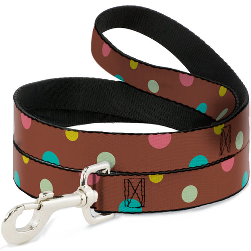 Dog Leash - Dots Brown/Multi Pastel Dog Leashes Buckle-Down   
