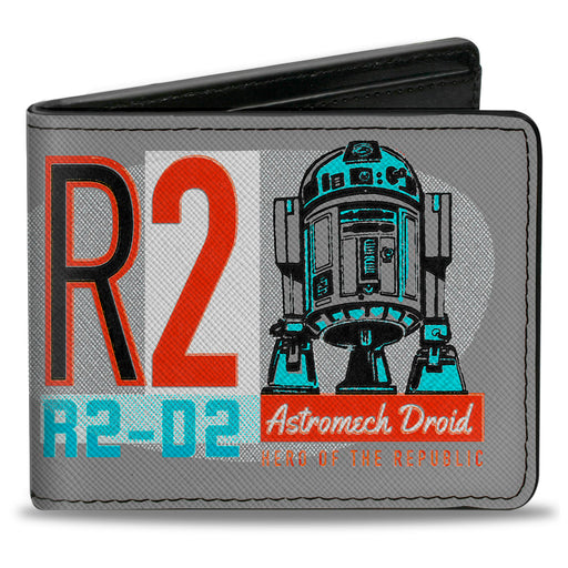 Bi-Fold Wallet - Star Wars R2-D2 Vintage ASTROMECH DROID Pose Gray Blue Red Bi-Fold Wallets Star Wars   