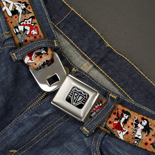 BD Wings Logo CLOSE-UP Full Color Black Silver Seatbelt Belt - TJ-Twisted Fairies Webbing Seatbelt Belts Buckle-Down   