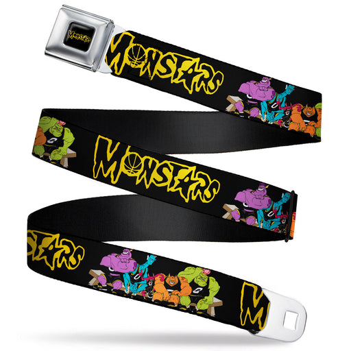 Space Jam MONSTARS Logo Black/Yellow Seatbelt Belt - Space Jam MONSTARS Logo/5-Character Group Pose Black/Yellow Webbing Seatbelt Belts Looney Tunes   