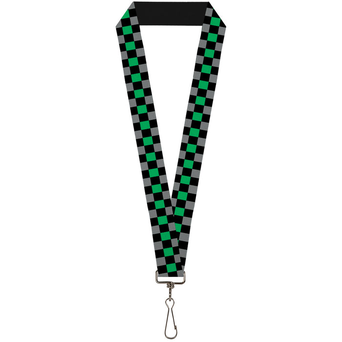 Lanyard - 1.0" - Checker Black Gray 1 Green Lanyards Buckle-Down   