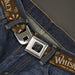 BD Wings Logo CLOSE-UP Black/Silver Seatbelt Belt - Western WHISKEY Heart Repeat Browns/Tan Webbing Seatbelt Belts Buckle-Down   