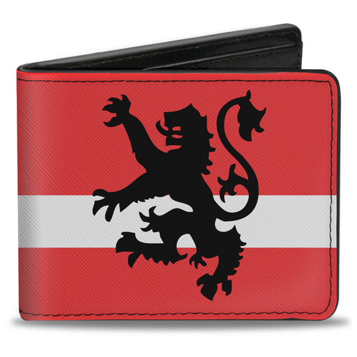 Bi-Fold Wallet - Rampant Lion Repeat Stripes Red White Black Bi-Fold Wallets Buckle-Down   