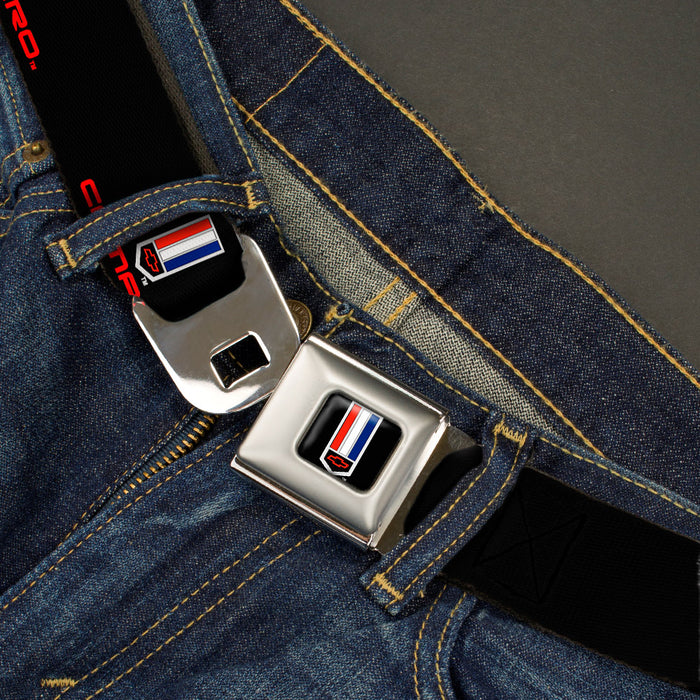 Camaro Badge Full Color Seatbelt Belt - CAMARO Badge Logo REPEAT Webbing Seatbelt Belts GM General Motors   
