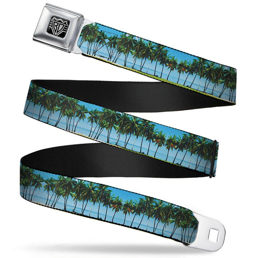 BD Wings Logo CLOSE-UP Full Color Black Silver Seatbelt Belt - Landscape Beach Palm Trees Webbing Seatbelt Belts Buckle-Down   
