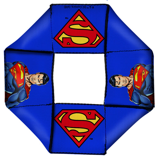 Dog Toy Squeaky Octagon Flyer - Superman Pose Shield Icon Blue Dog Toy Squeaky Octagon Flyer DC Comics   