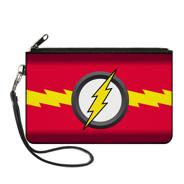 Canvas Zipper Wallet - LARGE - The Flash Icon Bolt Stripe Reds Yellow Gray White Canvas Zipper Wallets DC Comics   