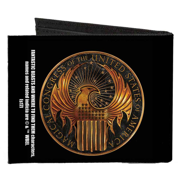 Canvas Bi-Fold Wallet - MACUSA Seal Black Golds Canvas Bi-Fold Wallets The Wizarding World of Harry Potter   