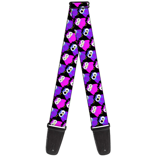 Guitar Strap - Owl Eyes Black Purples Pinks Guitar Straps Buckle-Down   