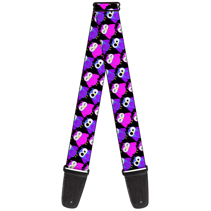 Guitar Strap - Owl Eyes Black Purples Pinks Guitar Straps Buckle-Down   