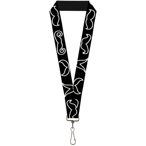 Lanyard - 1.0" - Mustache Outlines Black White Lanyards Buckle-Down   