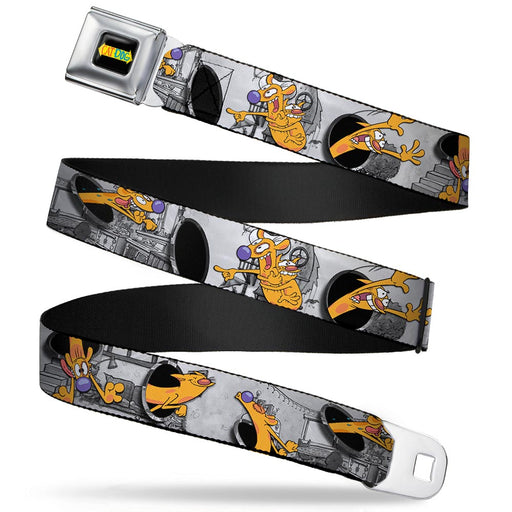 CAT DOG Logo Full Color Black/Yellow/Red/Blue Seatbelt Belt - CatDog House Poses Grays Webbing Seatbelt Belts Nickelodeon   