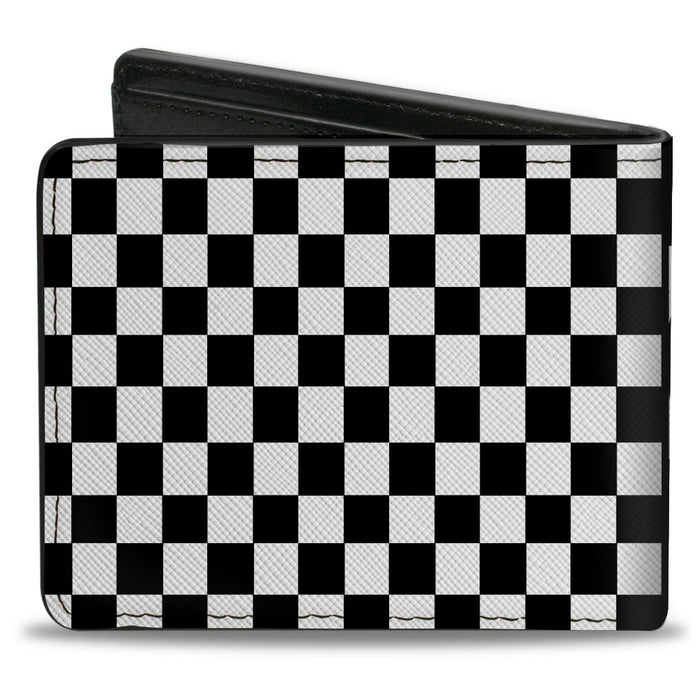 Bi-Fold Wallet - Carroll Shelby 60 YEARS-SHELBY SINCE 1962 Checker Logo Black White Bi-Fold Wallets Carroll Shelby   