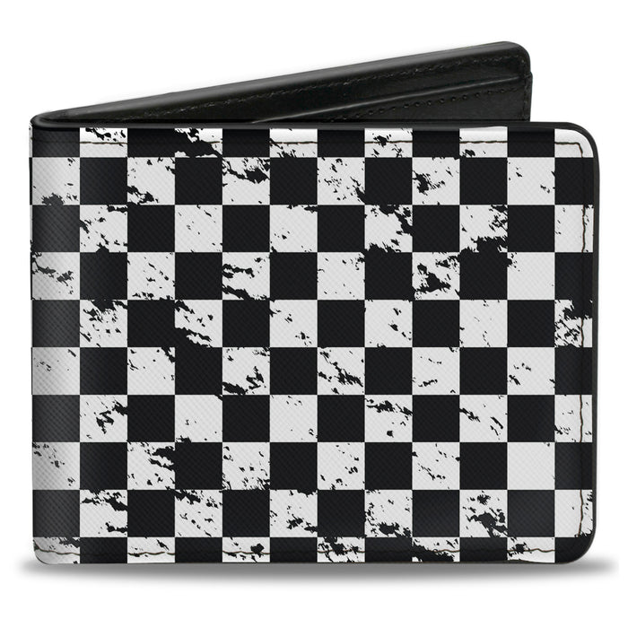 Bi-Fold Wallet - Checker Weathered2 Black White Bi-Fold Wallets Buckle-Down   