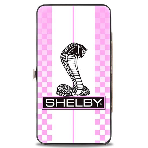 Hinged Wallet - SHELBY Tiffany Box Checker Stripe White Pinks Black Hinged Wallets Carroll Shelby   
