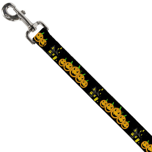 Dog Leash - Jack-o'-Lanterns/Haunted House Black/Yellow Dog Leashes Buckle-Down   