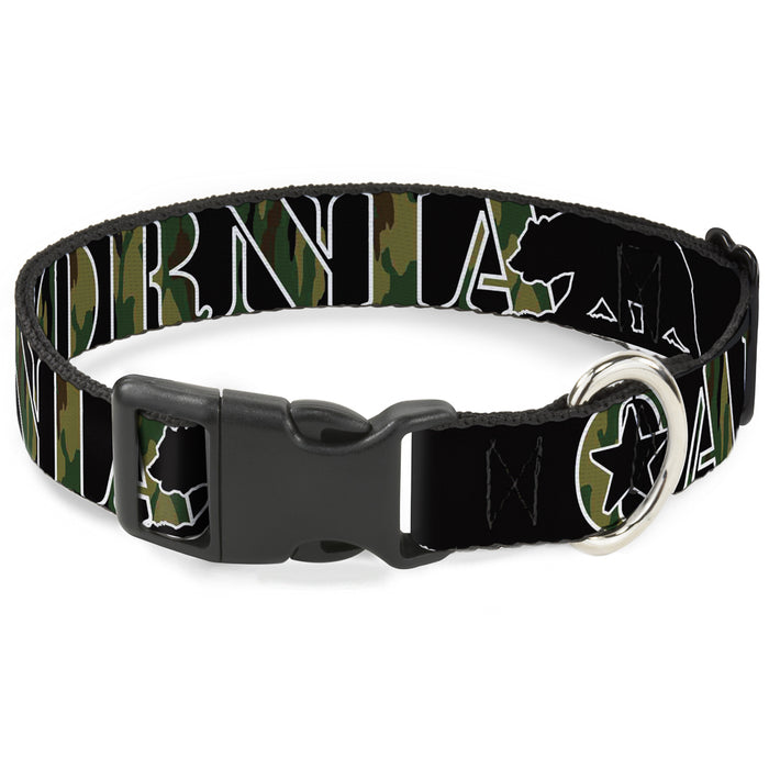 Plastic Clip Collar - CALIFORNIA/Bear Silhouette Black/Camo Olive Plastic Clip Collars Buckle-Down   