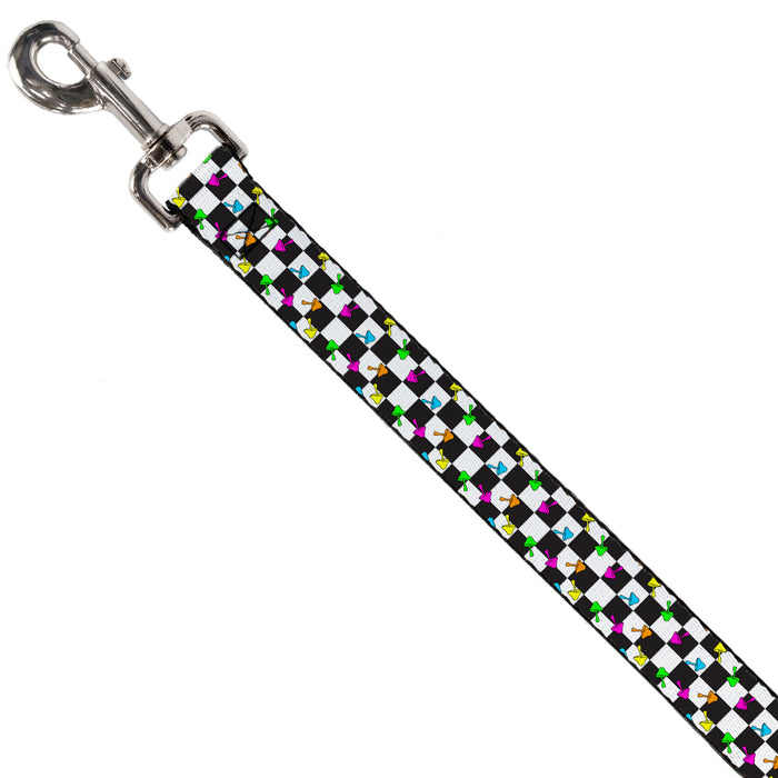 Dog Leash - Mushrooms Scattered Checker Black/White/Multi Neon Dog Leashes Buckle-Down   