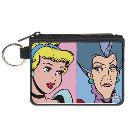 Canvas Zipper Wallet - MINI X-SMALL - Cinderella and Wicked Step Mother Lady Tremaine Face Blocks Canvas Zipper Wallets Disney   