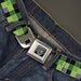 BD Wings Logo CLOSE-UP Full Color Black Silver Seatbelt Belt - Checker Mosaic Green Webbing Seatbelt Belts Buckle-Down   