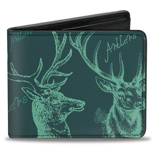 Bi-Fold Wallet - Antlers Turquoise Bi-Fold Wallets Buckle-Down   