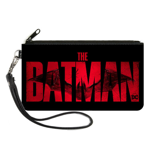 Canvas Zipper Wallet - LARGE - THE BATMAN Movie Bat Title Weathered Black Red Canvas Zipper Wallets DC Comics   