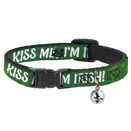 Cat Collar Breakaway - KISS ME, I'M IRISH! Clovers Green White Breakaway Cat Collars Buckle-Down   