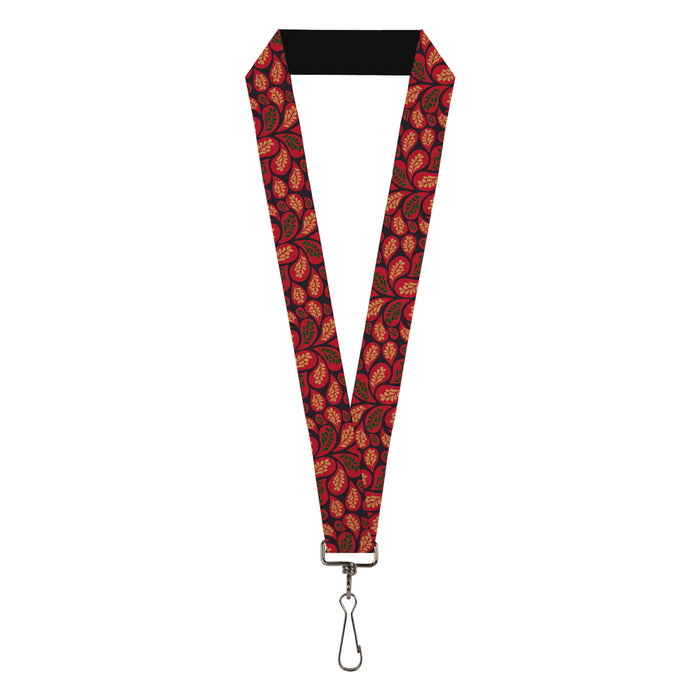 Lanyard - 1.0" - Leaves Swirl Navy Burgundy Lanyards Buckle-Down   