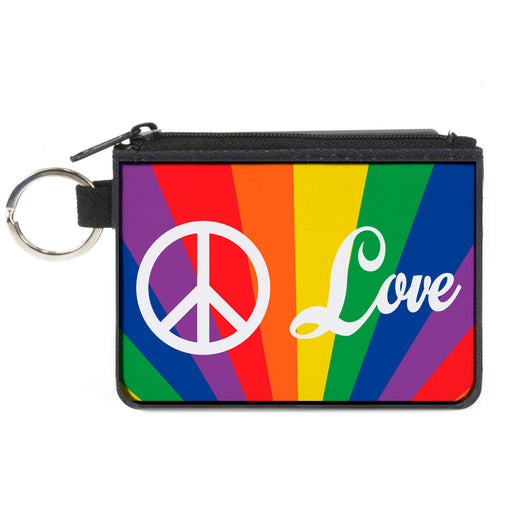 Canvas Zipper Wallet - MINI X-SMALL - PEACE and LOVE Rainbow Rays Multi Color White Canvas Zipper Wallets Buckle-Down   