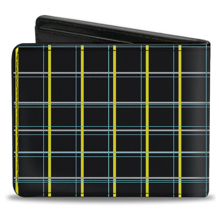 Bi-Fold Wallet - Wire Grid Black Turquoise Yellow Bi-Fold Wallets Buckle-Down   
