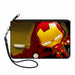 MARVEL AVENGERS Canvas Zipper Wallet - LARGE - Chibi Iron Man Repulsor Pose Halftone Black Reds Yellows Canvas Zipper Wallets Marvel Comics   