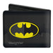 Bi-Fold Wallet - Batman Icon Centered Bat Signal Stripe Black Yellow Grays Bi-Fold Wallets DC Comics   