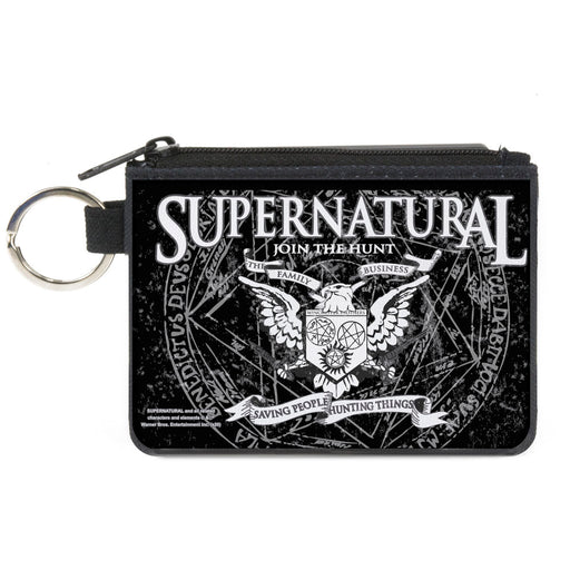Canvas Zipper Wallet - MINI X-SMALL - SUPERNATURAL WINCHSTER BROTHERS Eagle Crest Black Gray White Canvas Zipper Wallets Supernatural   