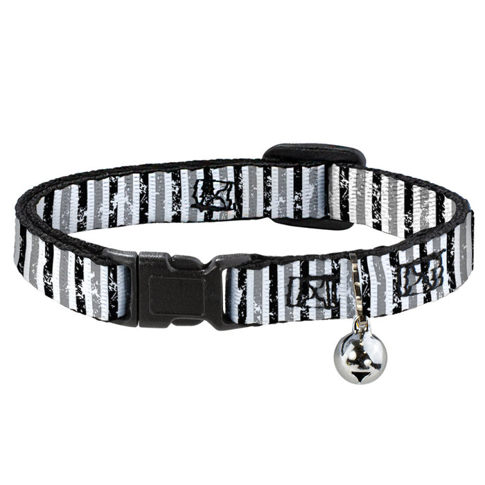 Cat Collar Breakaway - Vertical Stripes White Black Gray Breakaway Cat Collars Buckle-Down   