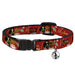 Cat Collar Breakaway with Bell - Mulan Gazebo Pose with Flowers and Script Red Golds - NARROW Fits 8.5-12" Breakaway Cat Collars Disney   