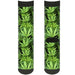 Sock Pair - Polyester - Vivid Marijuana Leaves Stacked3 Greens - CREW Socks Buckle-Down   