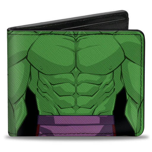 MARVEL AVENGERS Bi-Fold Wallet - Hulk Character Close-Up Chest and Back Bi-Fold Wallets Marvel Comics   