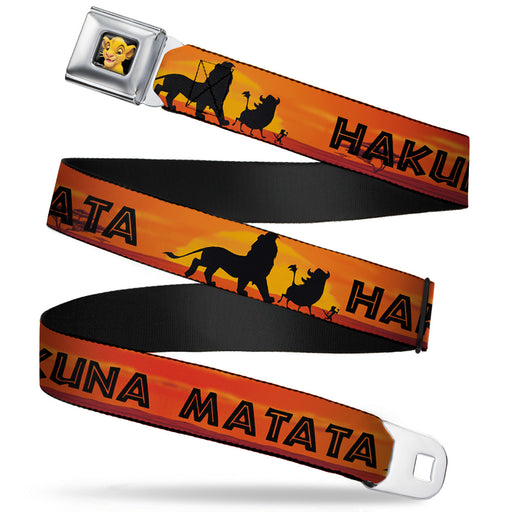 Simba2 CLOSE-UP Full Color Seatbelt Belt - Lion King HAKUNA MATATA Sunset Oranges/Black Webbing Seatbelt Belts Disney   