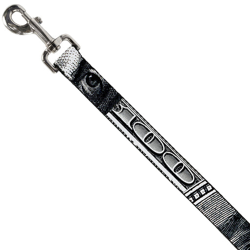 Dog Leash - 100 Dollar Bill CLOSE-UP White/Black Dog Leashes Buckle-Down   