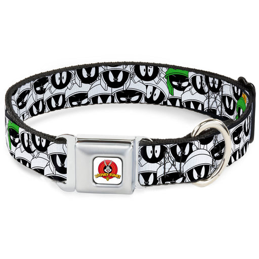 Looney Tunes Logo White Seatbelt Buckle Collar - Marvin the Martian Expressions Stacked White/Black/Green/Gold Seatbelt Buckle Collars Looney Tunes   