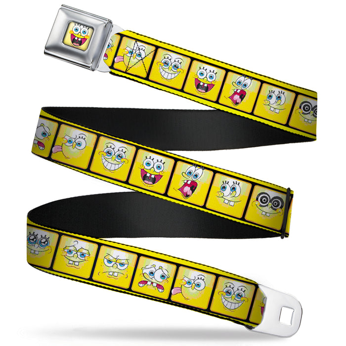 SpongeBob Open Mouth Smile Full Color Seatbelt Belt - SpongeBob 10-Expressions Filmstrip Yellows/Black/White Webbing Seatbelt Belts Nickelodeon   