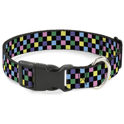 Plastic Clip Collar - Checker Black/Multi Pastel Plastic Clip Collars Buckle-Down   
