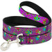 Dog Leash - Flying Owls w/Leaves Purple/Multi Color Dog Leashes Buckle-Down   