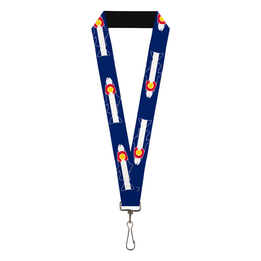 Lanyard - 1.0" - Colorado Trout Flag Blue White Red Yellow Lanyards Buckle-Down   