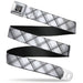 BD Wings Logo CLOSE-UP Full Color Black Silver Seatbelt Belt - Plaid X White/Gray Webbing Seatbelt Belts Buckle-Down   