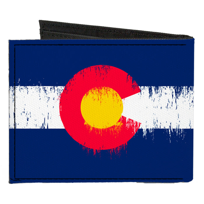 Canvas Bi-Fold Wallet - Colorado Flag Weathered Canvas Bi-Fold Wallets Buckle-Down   