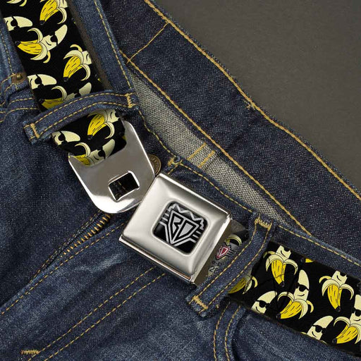 BD Wings Logo CLOSE-UP Full Color Black Silver Seatbelt Belt - Banana Peeled w/Sunglasses Black/Yellow Webbing Seatbelt Belts Buckle-Down   