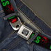 BD Wings Logo CLOSE-UP Full Color Black Silver Seatbelt Belt - I "HEART" ZOMBIES Black/Green/Red Splatter Webbing Seatbelt Belts Buckle-Down   