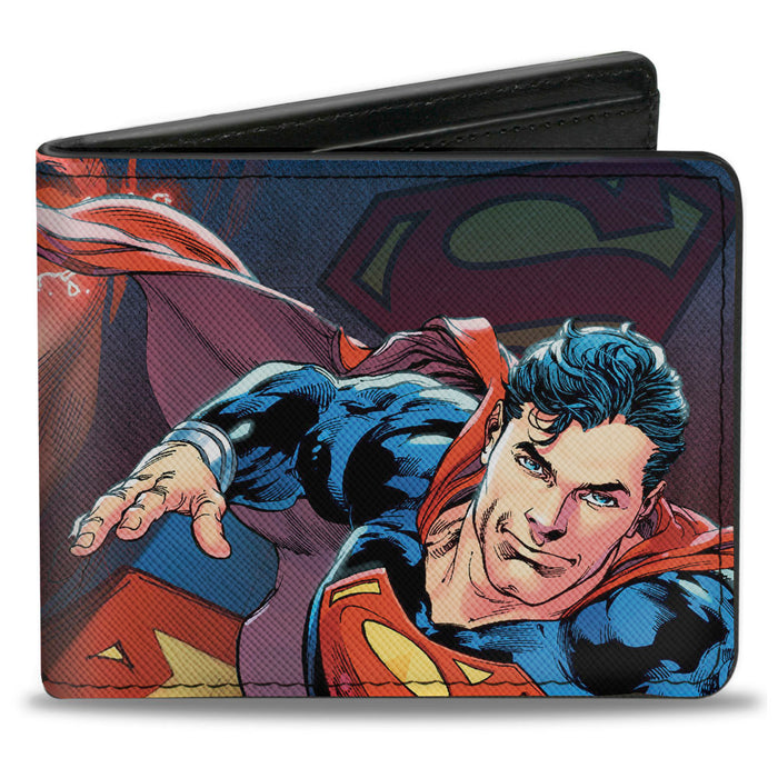 Bi-Fold Wallet - Superman Flying Pose Shield + Heat Vision Eyes Pose CLOSE-UP Bi-Fold Wallets DC Comics   